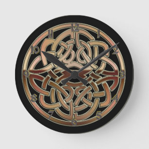 Metallische keltische Knoten-BronzeWanduhr Runde Wanduhr