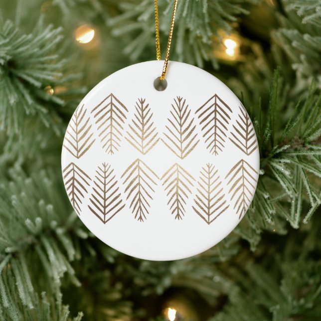 Metallische Kiefernbäume - Gold Keramik Ornament (Baum)