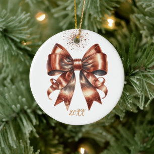 Metallische Kupfer-Feier-Schleife Jahres-Highlight Keramik Ornament