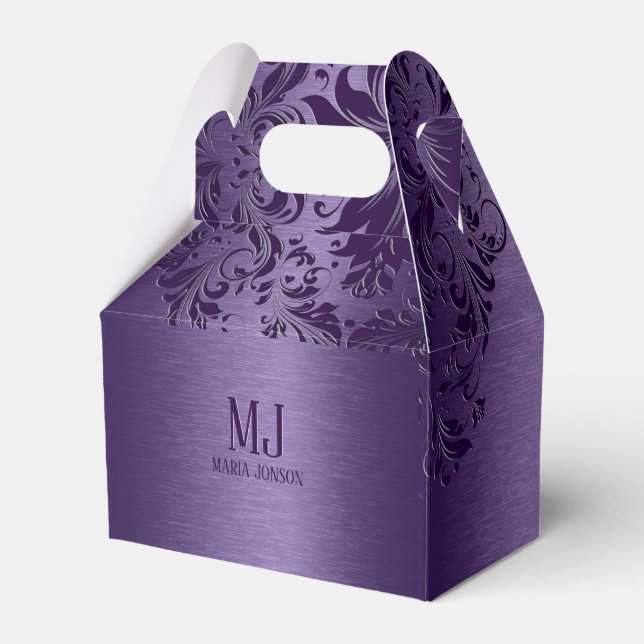 Metallische Lila gebürstete Aluminium, Lila Spitze Geschenkschachtel (Vorderseite)