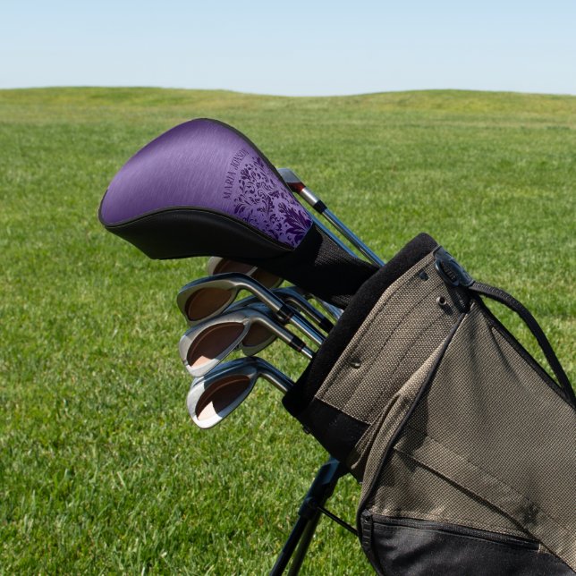 Metallische Lila gebürstete Aluminium, Lila Spitze Golf Headcover (In SItu)