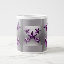 Metallische Lila Sterne Gradient Gray Jumbo Tasse