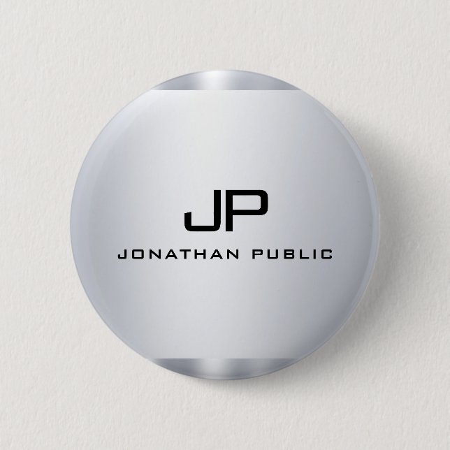 Metallische Look Imitate Silver Template Mit Monog Button (Vorderseite)