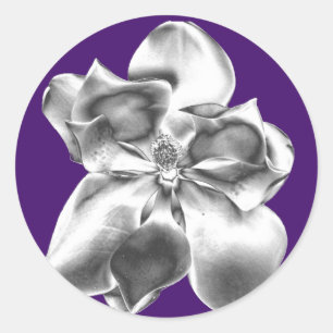 Metallische Magnolia-Blume auf Aufklebern Runder Aufkleber