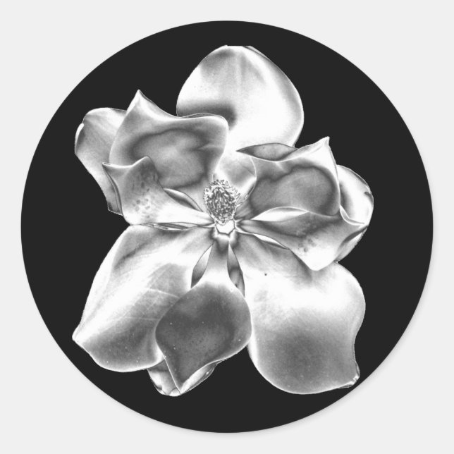 Metallische Magnolia-Blume auf Aufklebern Runder Aufkleber (Vorderseite)