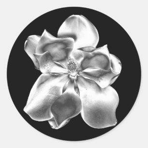 Metallische Magnolia-Blume auf Aufklebern Runder Aufkleber