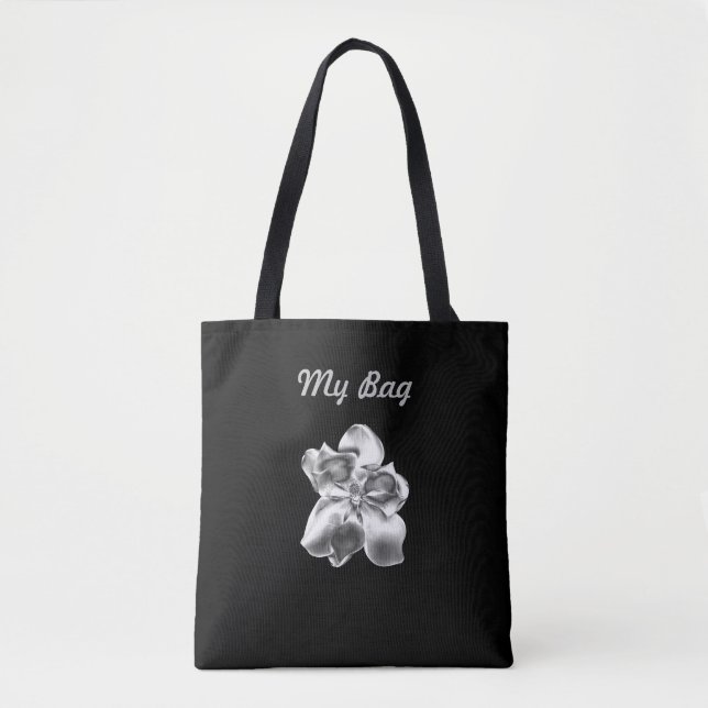 Metallische Magnolia-Blume auf der gesamten Tasche (Vorderseite)