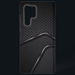 Metallische Mashtextur Silver Dynamic Line Akzente Samsung Galaxy Hülle<br><div class="desc">Schwarze und graue metallische Textur mit metallischem Mash-Hintergrund und einem dynamischen silbernen Streifen. Modernes Design.</div>