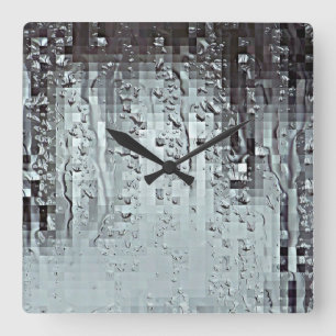 Metallische moderne abstrakte Regen-Tröpfchen Quadratische Wanduhr