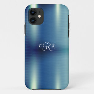 Metallische Monogram Blue Floral Girly Glitzern Case-Mate iPhone Hülle