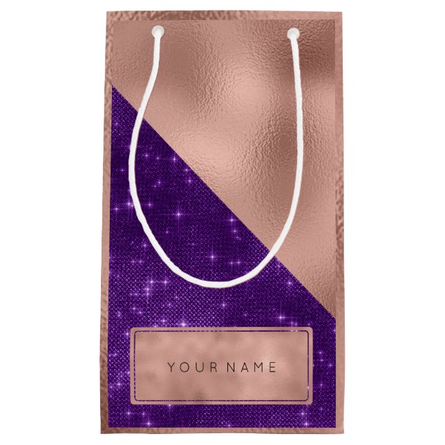Metallische Name Rose Gold Name Lila violetter Par Kleine Geschenktüte (Vorderseite)