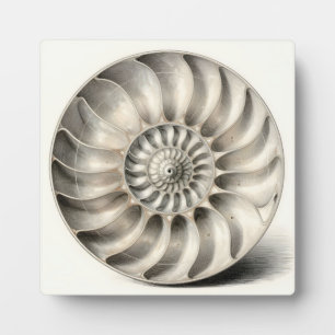 Metallische Nautilus-Schnecken-Spiralgeometrie Fotoplatte