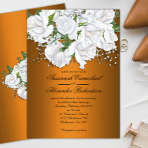Metallische Orange und White Rose Bouquet Wedding