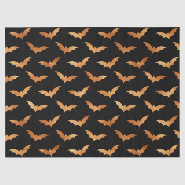 Metallische Orangenmäntel und schwarze Halloween-D Seidenpapier (Vorderseite)