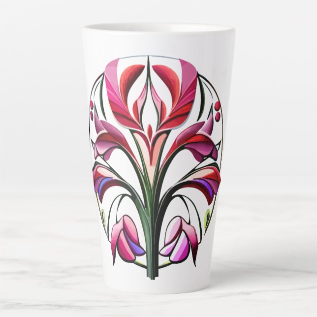 Metallische Orchidee: Eine rosa und gelbe Extravag Milchtasse (Vorderseite)