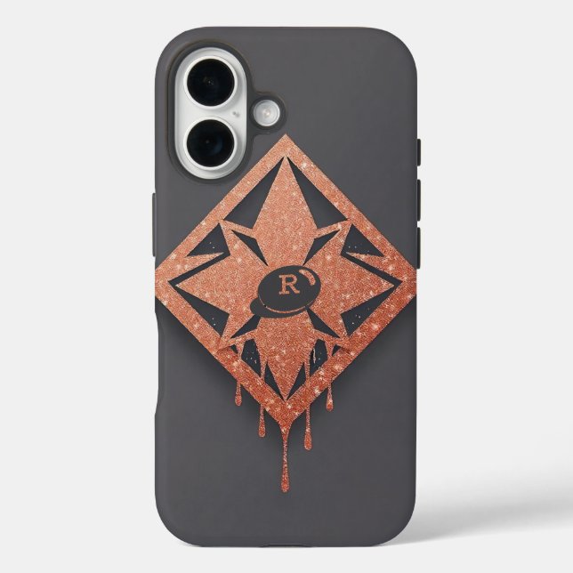 Metallische Rose Diamond iPhone 16 Hülle (Rückseite)