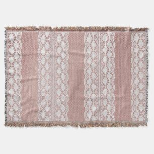 Metallische Rose Gold, cremefarbene Spitzentextur. Decke