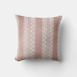 Metallische Rose Gold, cremefarbene Spitzentextur. Kissen