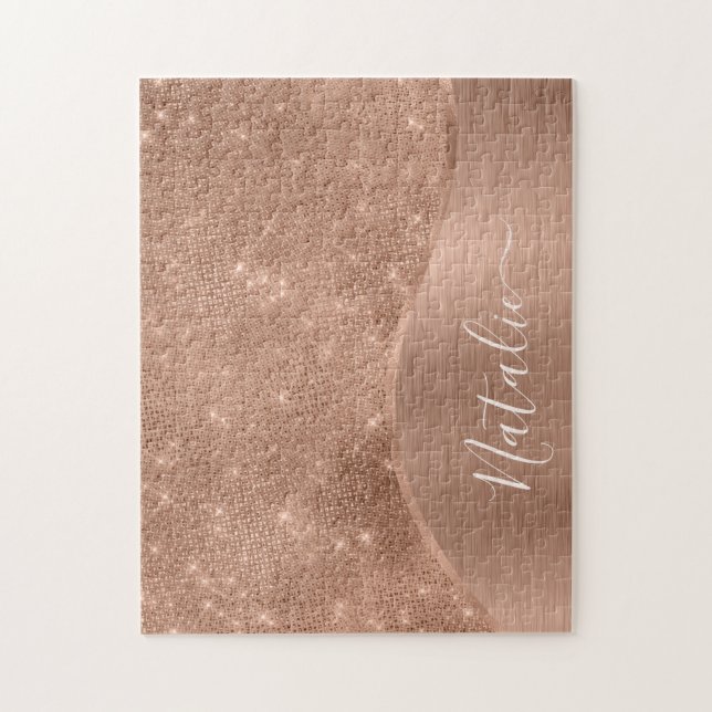 Metallische Rose Gold Glitzer Personalisiert (Vertikal)
