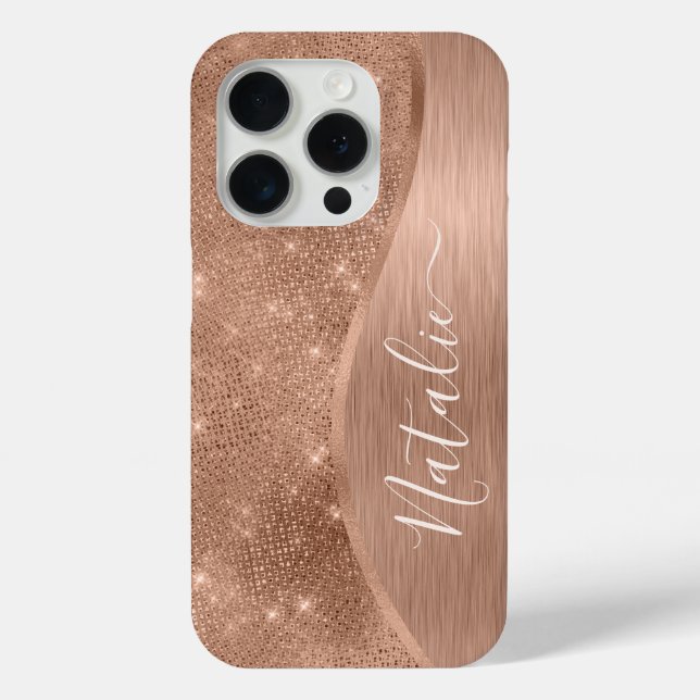 Metallische Rose Gold Glitzer Personalisiert Case-Mate iPhone Hülle (Rückseite)