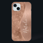 Metallische Rose Gold Glitzer Personalisiert Case-Mate iPhone Hülle<br><div class="desc">Einfach personalisieren Sie diese Rose Gold gebürstetes Metall und glamouröse Imitate Glitzer gemustert Handy Gehäuse mit Ihrem eigenen individuelle Name.</div>