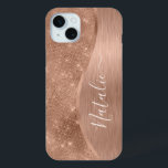 Metallische Rose Gold Glitzer Personalisiert Case-Mate iPhone Hülle<br><div class="desc">Einfach personalisieren Sie diese Rose Gold gebürstetes Metall und glamouröse Imitate Glitzer gemustert Handy Gehäuse mit Ihrem eigenen individuelle Name.</div>