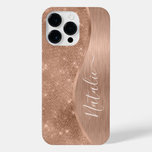 Metallische Rose Gold Glitzer Personalisiert iPhone 14 Pro Max Hülle