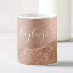 Metallische Rose Gold Glitzer Personalisiert Kaffeetasse<br><div class="desc">Einfach personalisieren Sie diese Rose goldgebürstetes Metall und glamouröse Imitate Glitzer gemusterte Tischkaffee-Tasse mit Ihrem eigenen individuelle Name.</div>