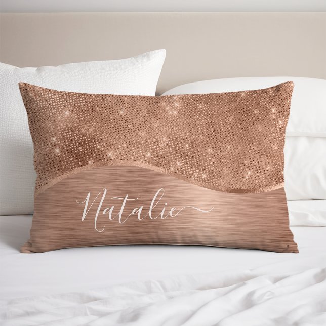 Metallische Rose Gold Glitzer Personalisiert Kissenbezug (Von Creator hochgeladen)