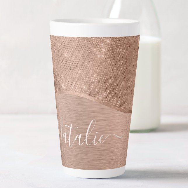 Metallische Rose Gold Glitzer Personalisiert Milchtasse (Von Creator hochgeladen)