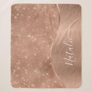 Metallische Rose Gold Glitzer Personalisiert Sherpadecke
