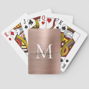 Metallische Rose Gold Monogram Stilvoller Name Spielkarten