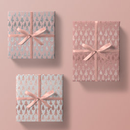 Metallische Rose Gold Platinum Silber Weihnachtsba Geschenkpapier Set
