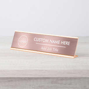 Metallische Rose Gold Schreibtischnamensplakette