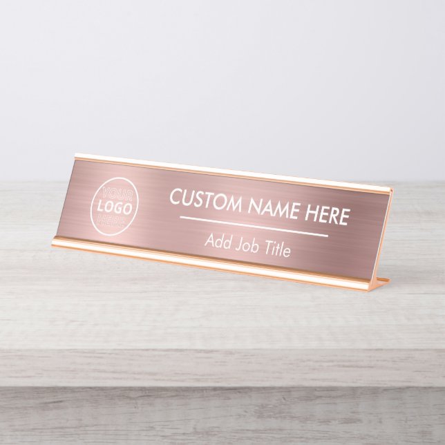 Metallische Rose Gold Schreibtischnamensplakette (Vorderseite )