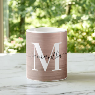 Metallische Rose Gold Signature Monogramm Kaffeetasse