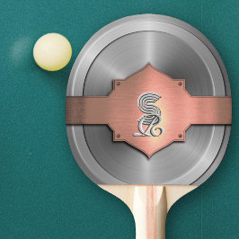 Metallische Rose Gold Steel trompe l’oeil Monogram Tischtennis Schläger