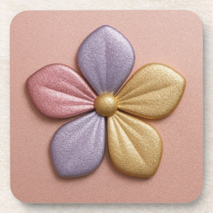 Metallische Roségold-Blumen-Pink-Kunststoff-Unters Getränkeuntersetzer