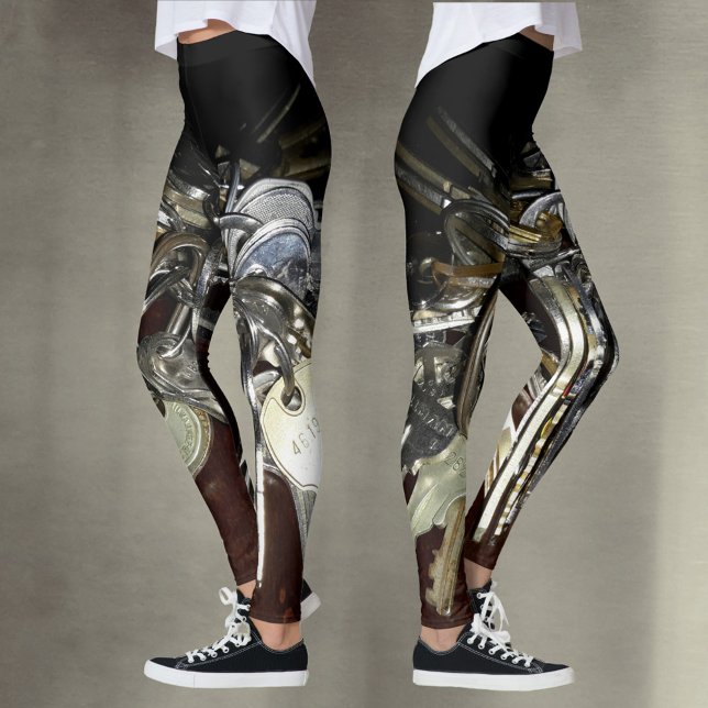Metallische Schlüssel Steampunk Chic Leggings (Von Creator hochgeladen)