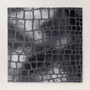 Metallische schwarze Schlangenhaut: Elegante Textu