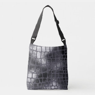 Metallische schwarze Schlangenhaut: Elegante Textu Tragetaschen Mit Langen Trägern