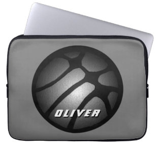 Metallische Silber Black Basketball Ball Sports Laptopschutzhülle