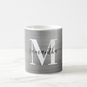 Metallische Silber-Signatur-Monogramm Kaffeetasse