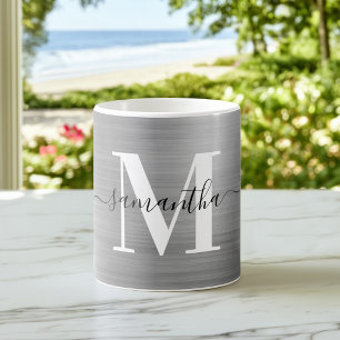Metallische Silber-Signatur-Monogramm Kaffeetasse