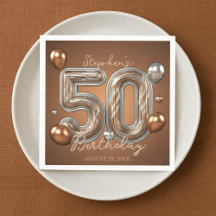 Metallische Silber- und Bronze-Luftballons 50. Geb