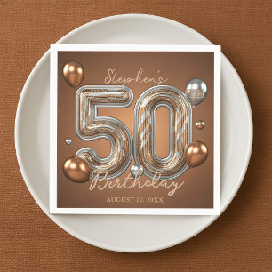 Metallische Silber- und Bronze-Luftballons 50. Geb Serviette