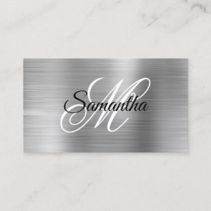 Metallische Silberfolie Fancy-Monogramm Visitenkarte