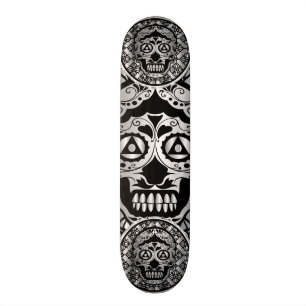 Metallische silberne Effektzuckerschädeldruckart Skateboard