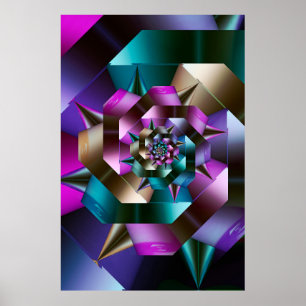 Metallische Spiralfraktal Poster