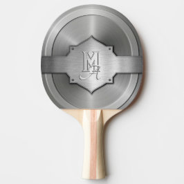 Metallische Stahlgrabtrompe l’oeil Monogram Tischtennis Schläger